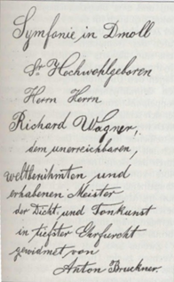 Handschriftliche Widmung Bruckners an Wagner