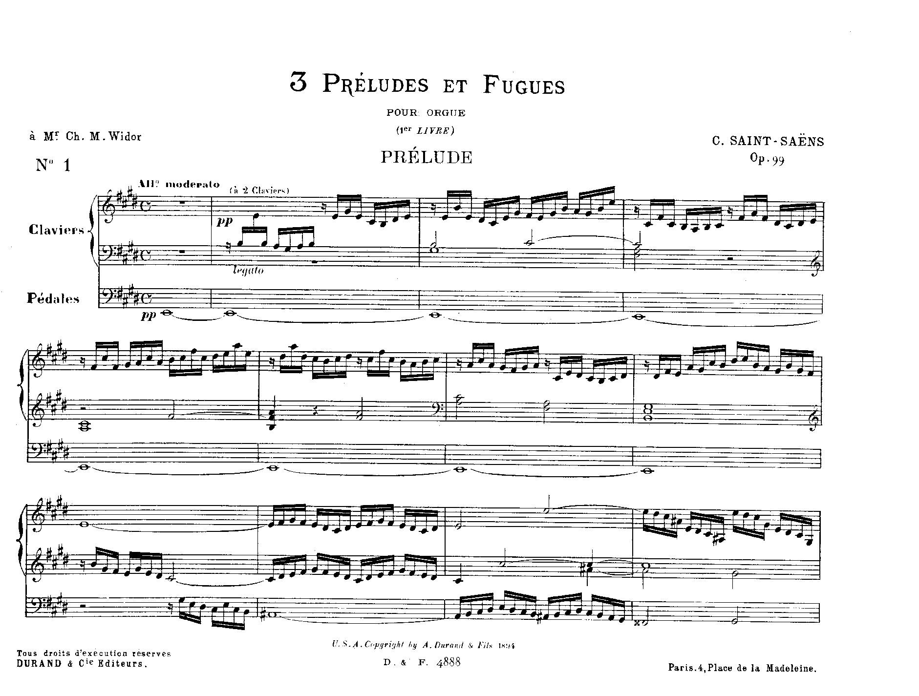 Camille Saint-Saëns, Prélude et Fugue op. 99,1